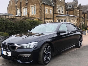 Black BMW 7 Series Chauffeur Driven Car in West Sussex