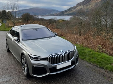 Long Distance Chauffeur Services Car in Scottish Highlands